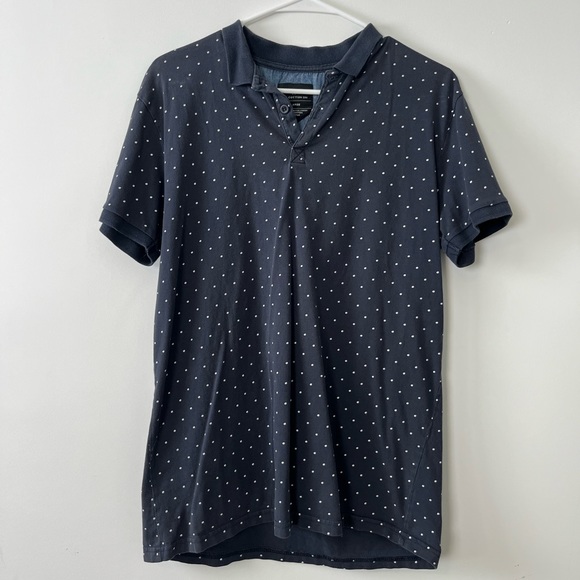 Cotton On Mens Navy Polka Dot Polo Size Large - Picture 1 of 2